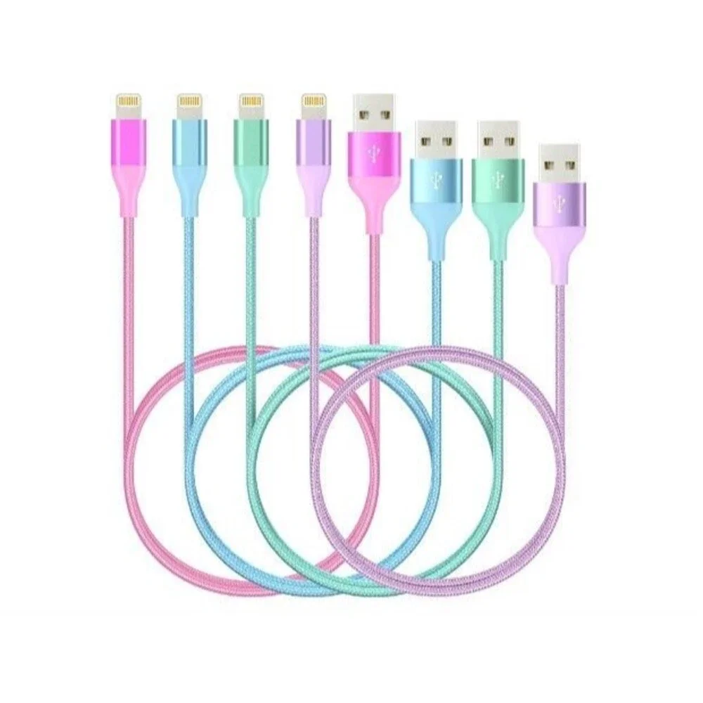 4-Pack iPhone Charger Multicolor 10 Ft, 6Ft, 6Ft, 3Ft, Apple Charger USB To ipho